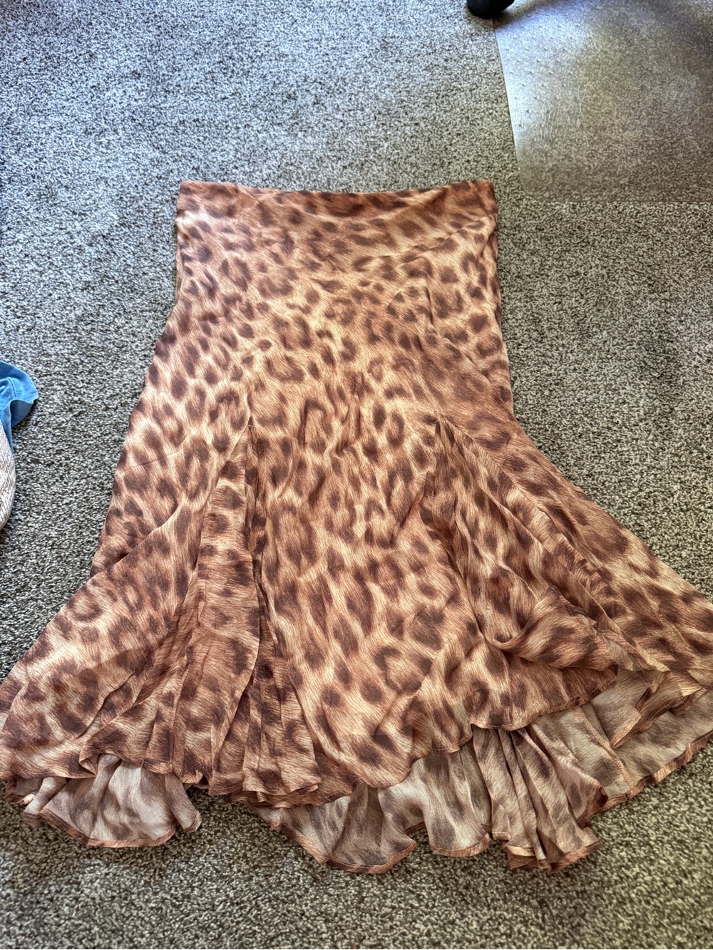 J. Crew High-Low Leopard Print Skirt in Brown and Tan
